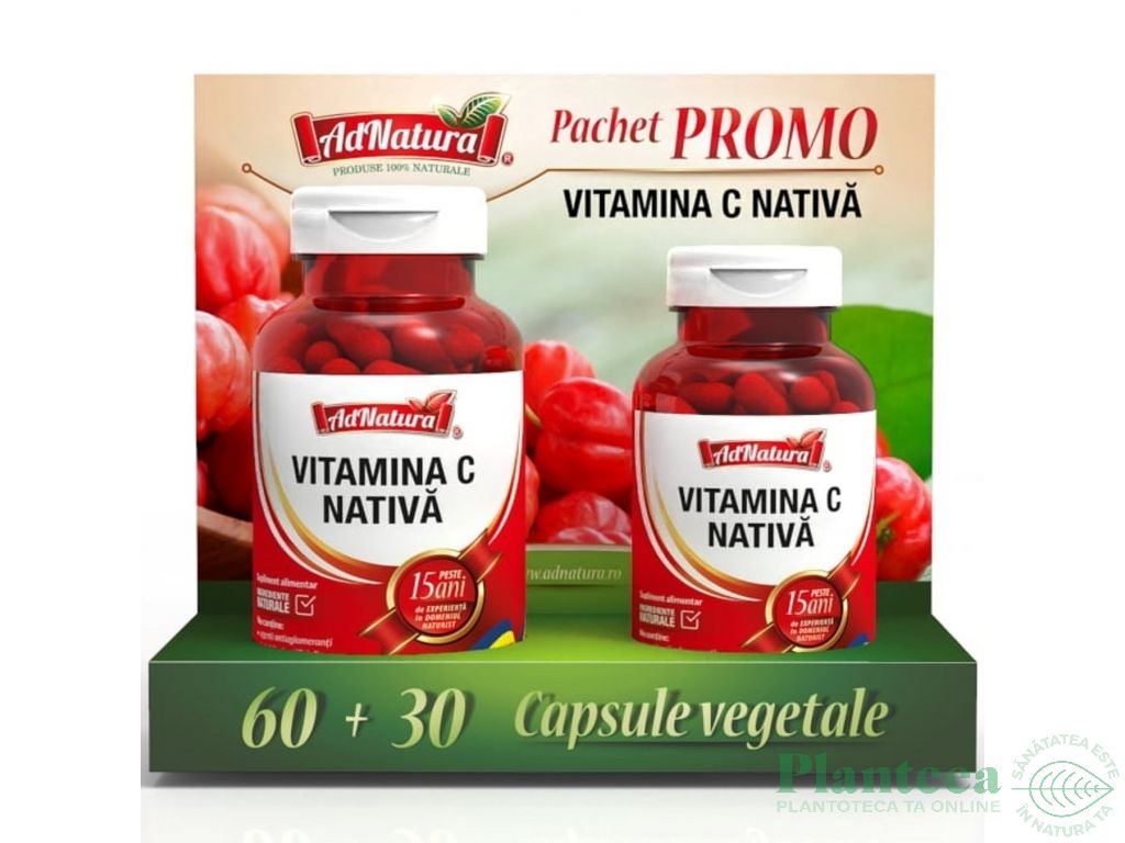 Pachet Vitamina C nativa 60+30cps - ADNATURA