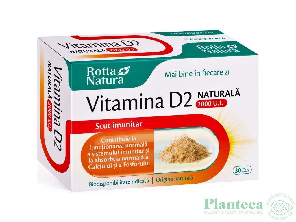 Vitamina D2 naturala 2000ui 30cps - ROTTA NATURA