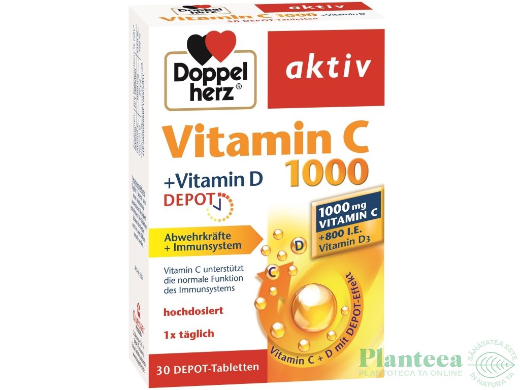 Vitamina C 1000 Vitamina D Depot 30cp - DOPPEL HERZ