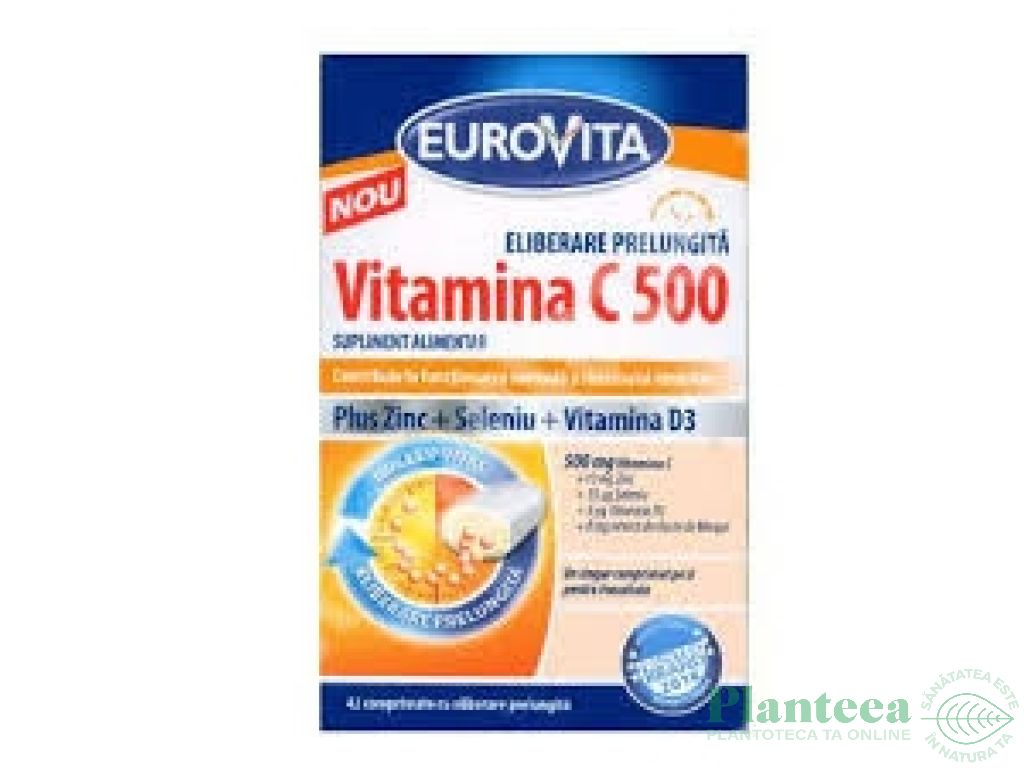 Vitamina C 500mg elib prelungita 42cp - EUROVITA