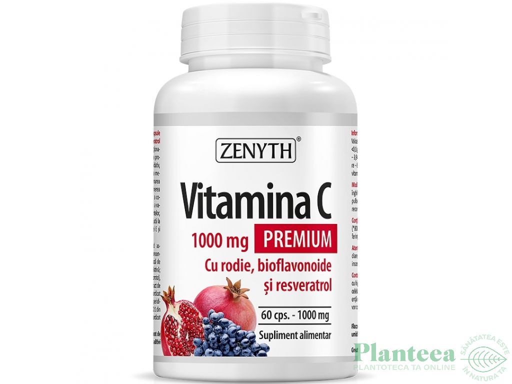 Vitamina C 1000mg premium rodie bioflavonoide resveratrol 60cps - ZENYTH