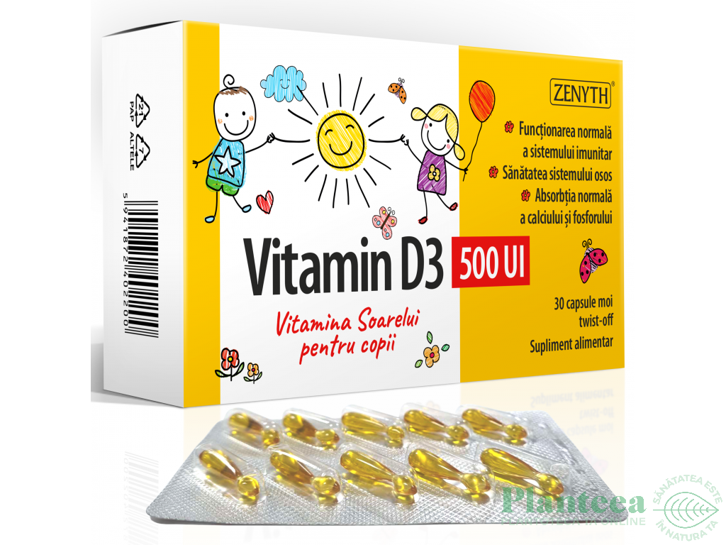 Vitamina D3 500ui copii 30cps - ZENYTH