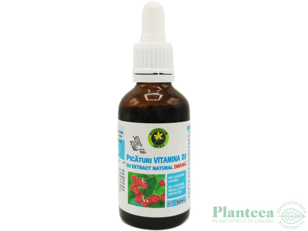 Picaturi Vitamina D3 cu extract de zmeura 50ml - HYPERICUM PLANT