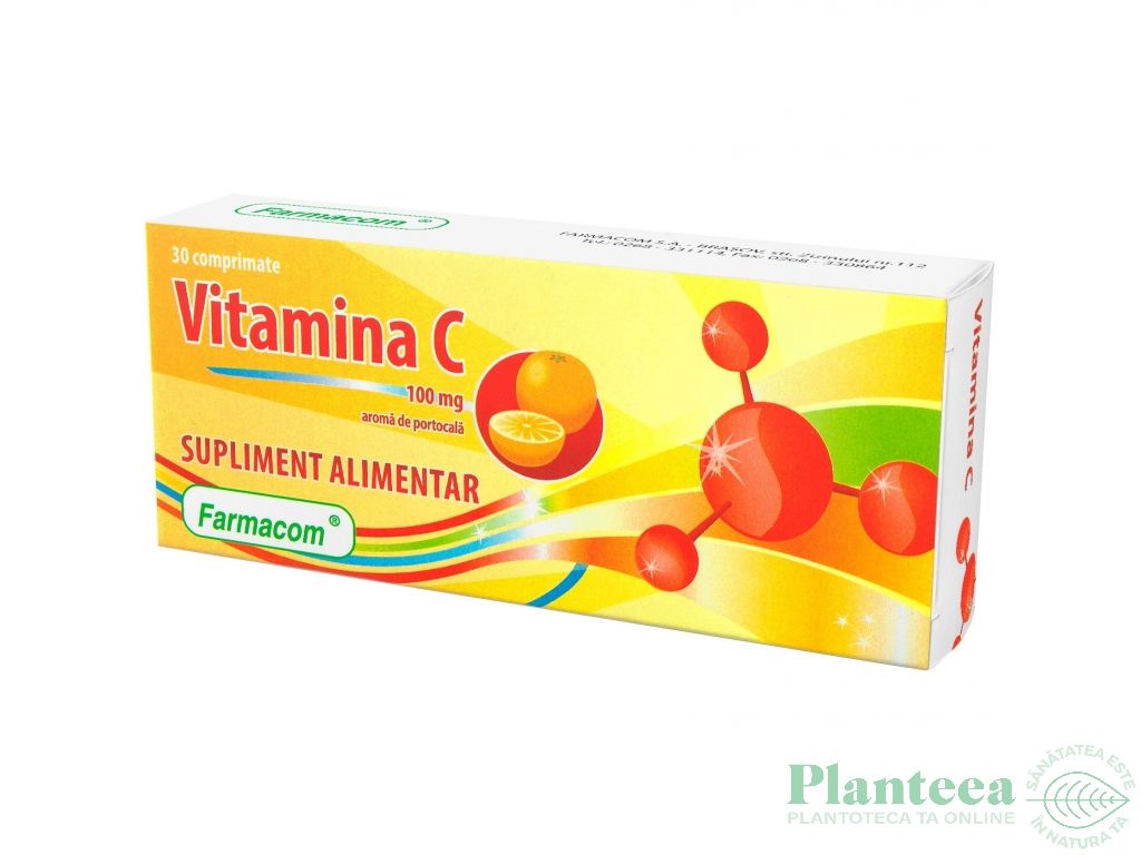 Vitamina C 100mg portocale 30cps - FARMACOM