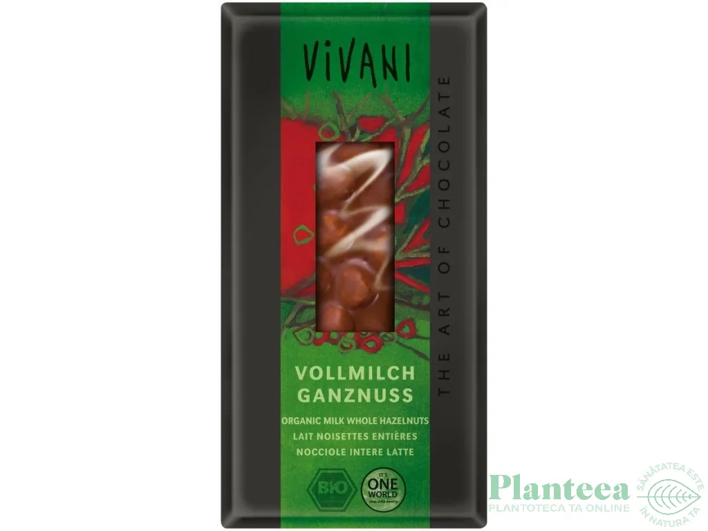 Ciocolata lapte cu alune intregi eco 100g - VIVANI