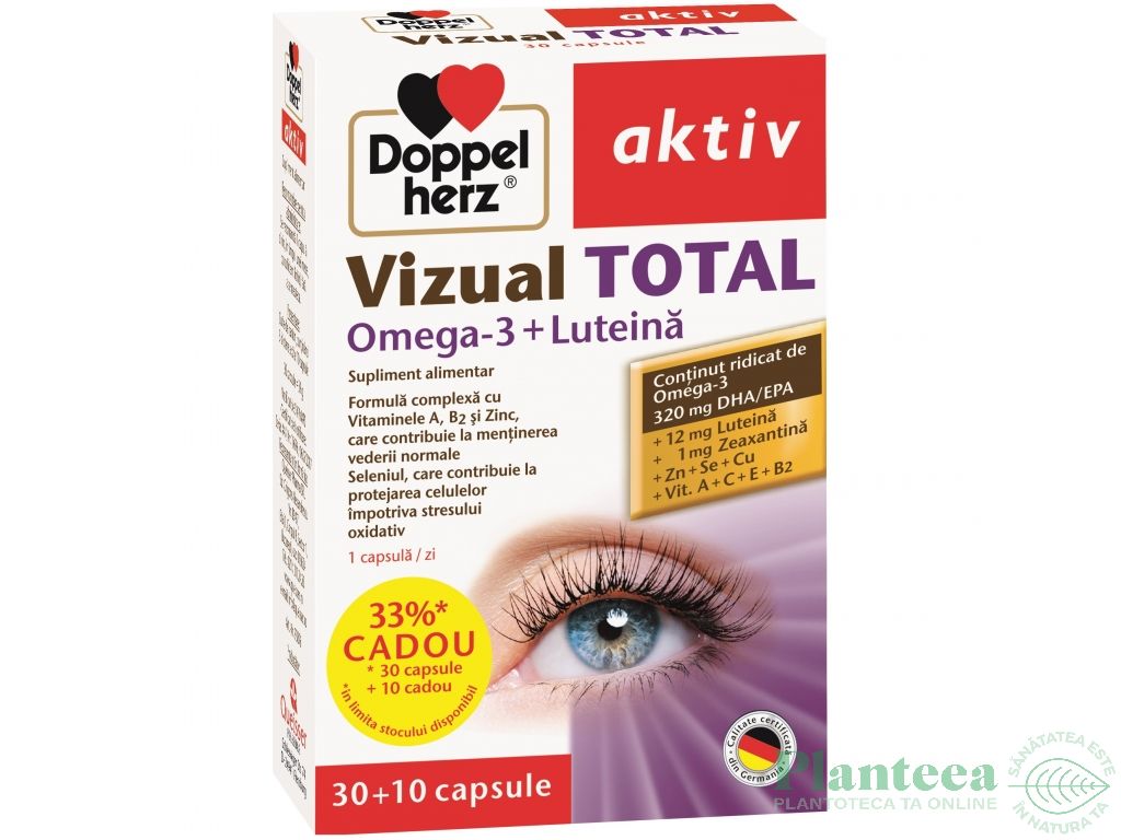 Pachet Vizual Total omega3 luteina 30+10cps - DOPPEL HERZ