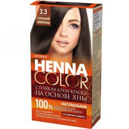 Vopsea crema par permanenta fara amoniac 3.3 ciocolatiu amarui 115ml - HENNA COLOR