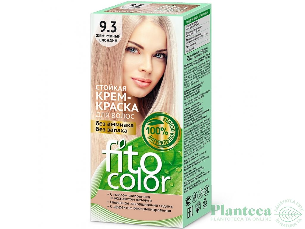 Vopsea crema par permanenta fara amoniac 9.3 blond perlat 115ml - FITO COLOR