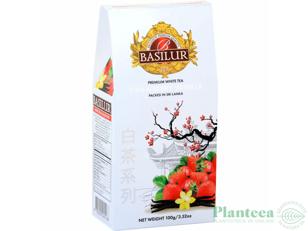 Ceai alb premium White Tea Collection capsuni vanilie refill 100g - BASILUR