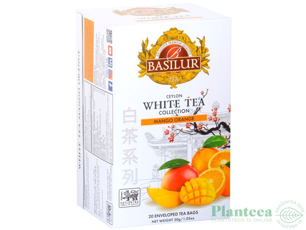 Ceai alb ceylon White Tea Collection mango portocala 1,5gx20dz - BASILUR