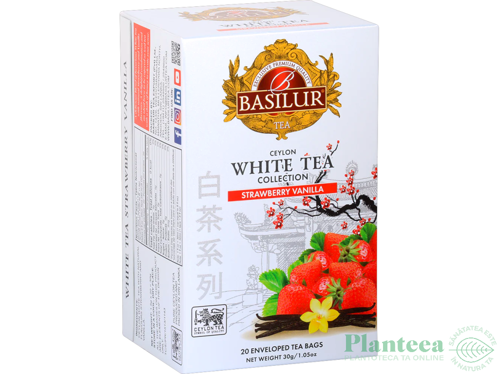 Ceai alb ceylon White Tea Collection capsuni vanilie 1,5gx20dz - BASILUR