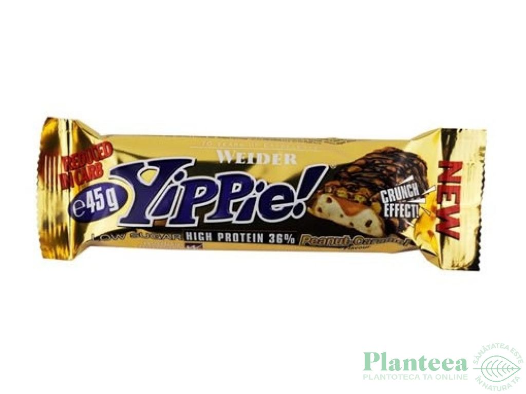 Baton proteic 36% Yippie alune caramel 45g - WEIDER