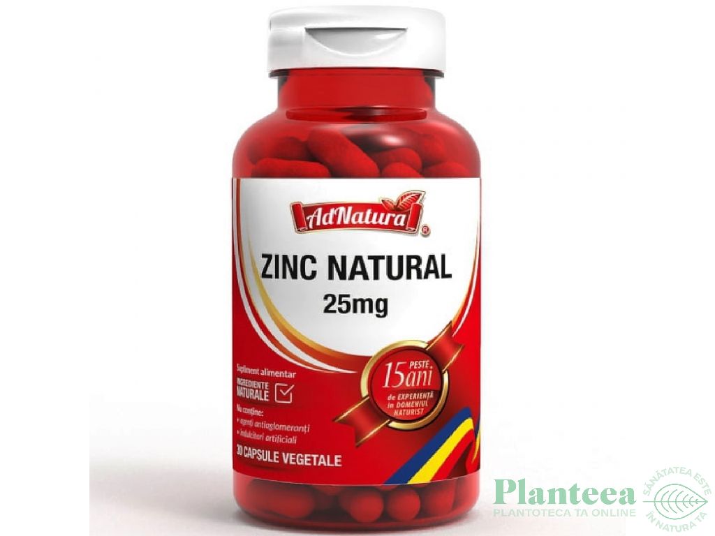 Zinc natural 25mg 30cps - ADNATURA