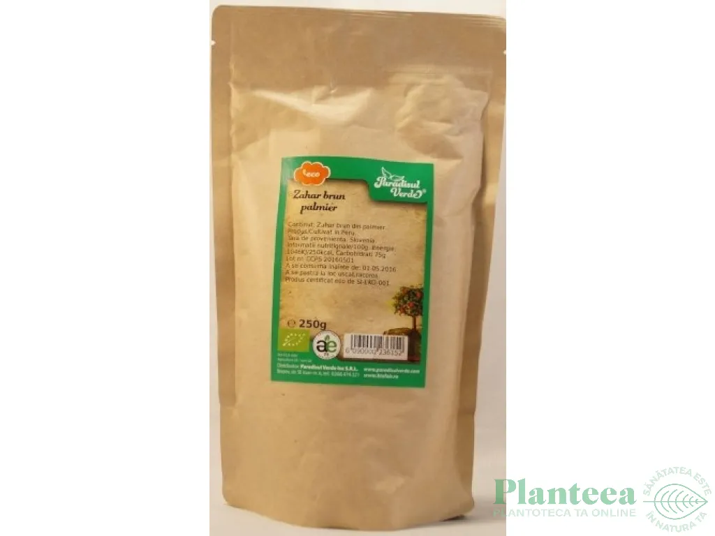 Zahar brun rasina palmier bio Peru 250g - PARADISUL VERDE