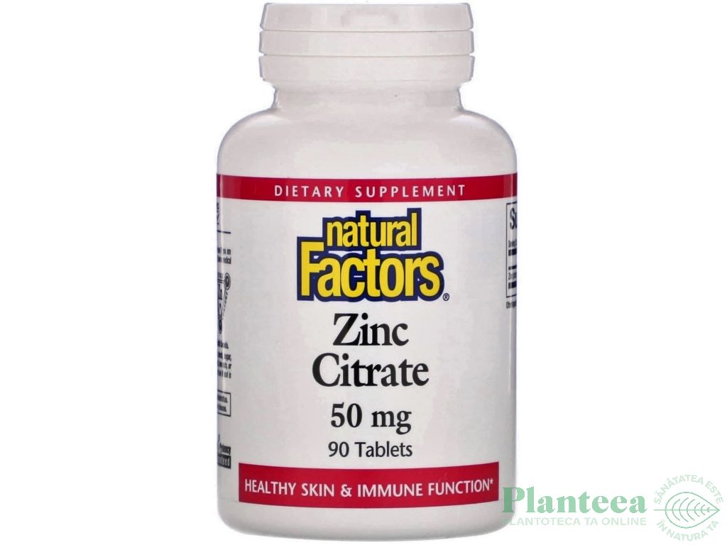 Zinc Citrate 50mg 90cp - NATURAL FACTORS