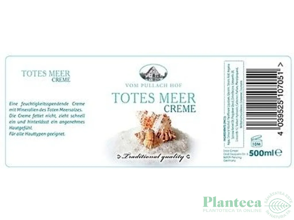 Crema minerale Marea Moarta pompita 500ml - VOM PULLACH HOF