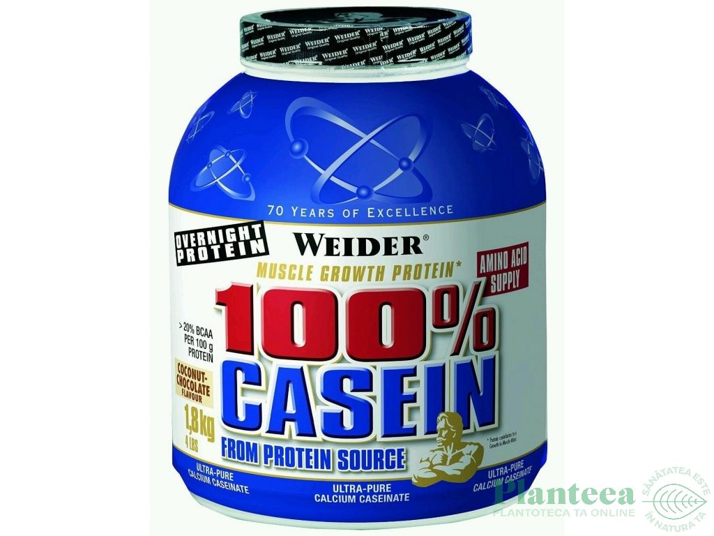 Pulbere proteica caseina 100% zi noapte ciocolata cocos 1,8kg - WEIDER