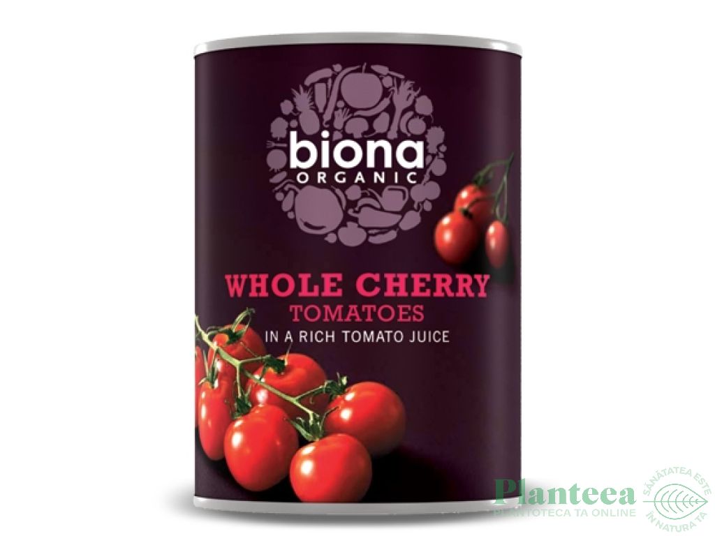 Rosii cherry intregi in suc propriu eco 400g - BIONA