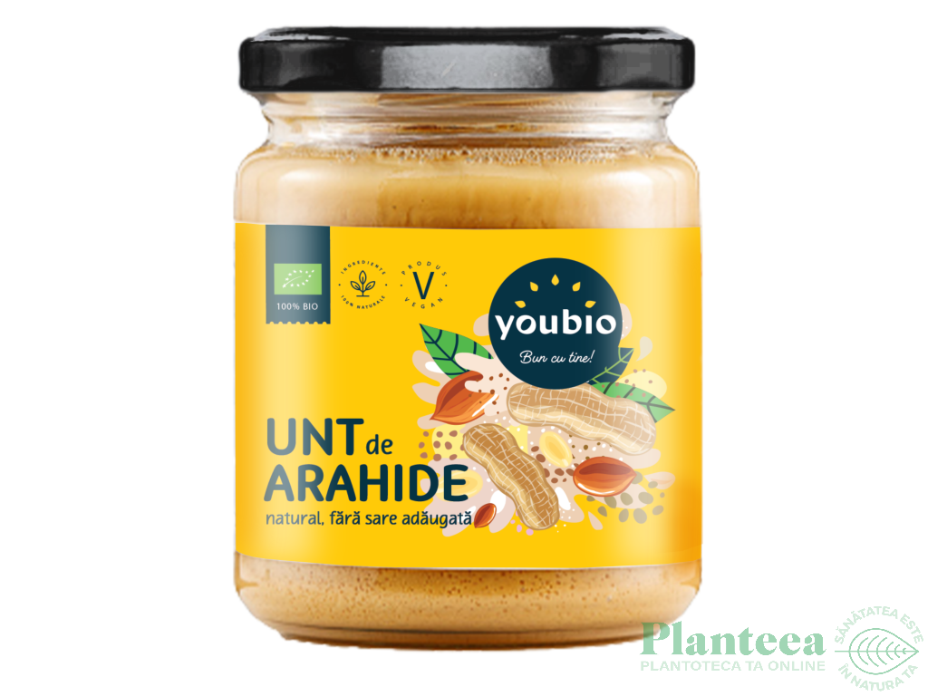 Unt arahide natural fara zahar fara sare eco 250g - YOUBIO
