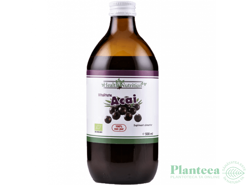 Suc acai 100% pur bio 500ml - HEALTH NUTRITION