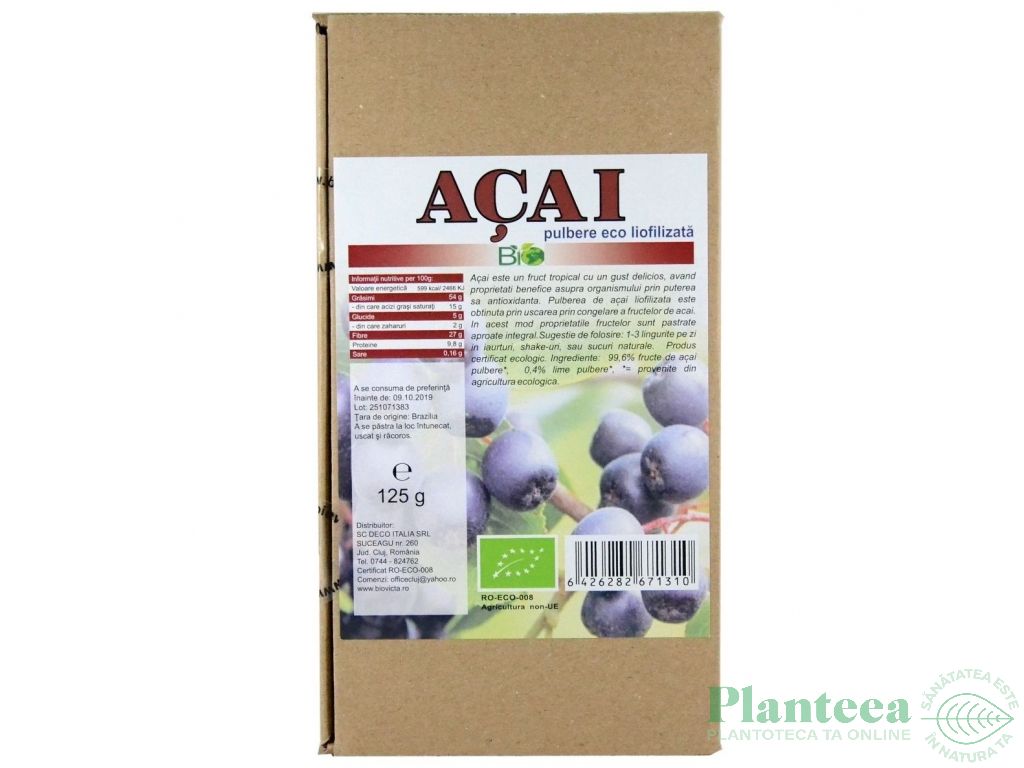 Pulbere acai liofilizat eco 125g - DECO ITALIA
