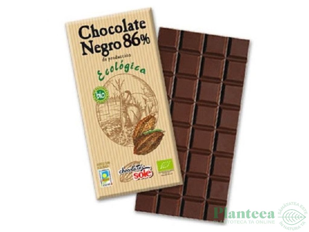 Ciocolata neagra 86%cacao eco 100g - SOLE