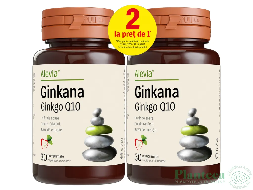 Pachet Ginkgo Q10 Ginkana 2x30cp - ALEVIA