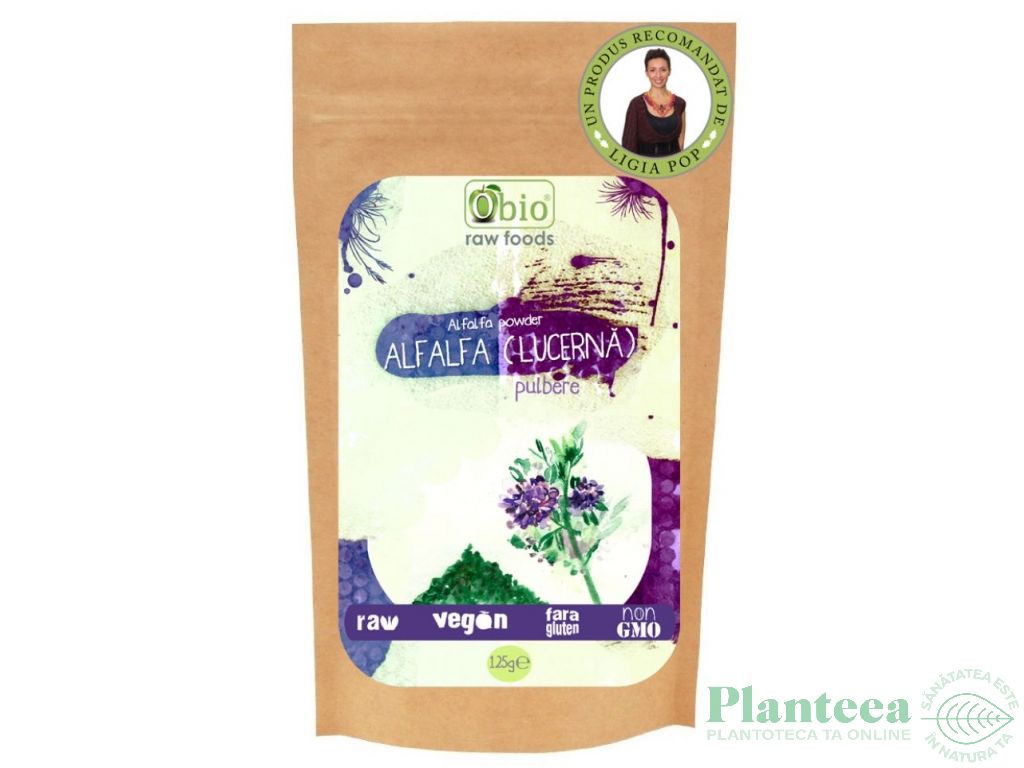 Pulbere lucerna verde [alfalfa] raw bio 125g - OBIO