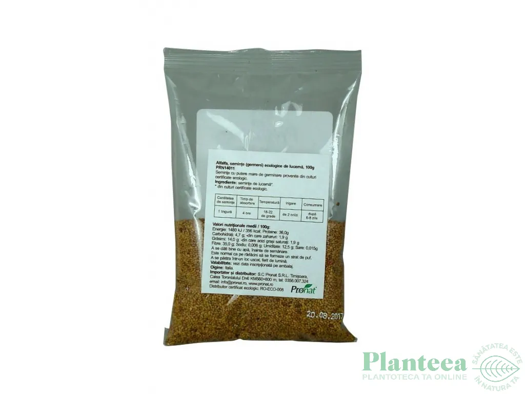 Seminte lucerna [alfalfa] pt germinat eco 100g - PRONAT