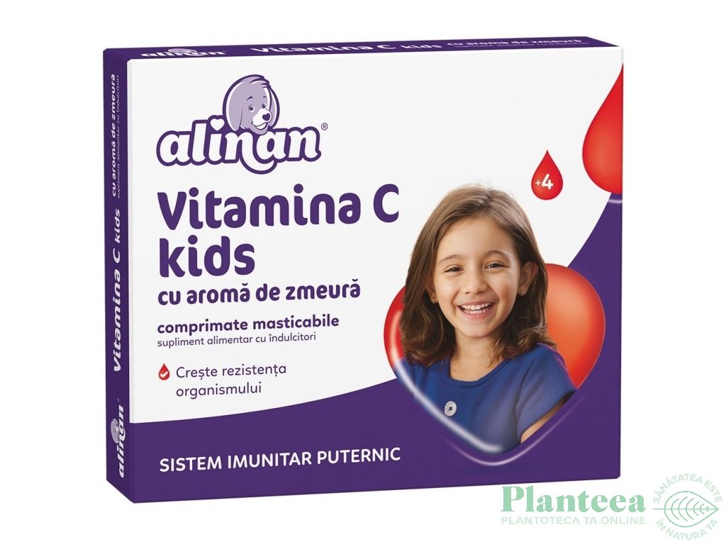 Vitamina C zmeura copii Alinan 20cp - FITERMAN