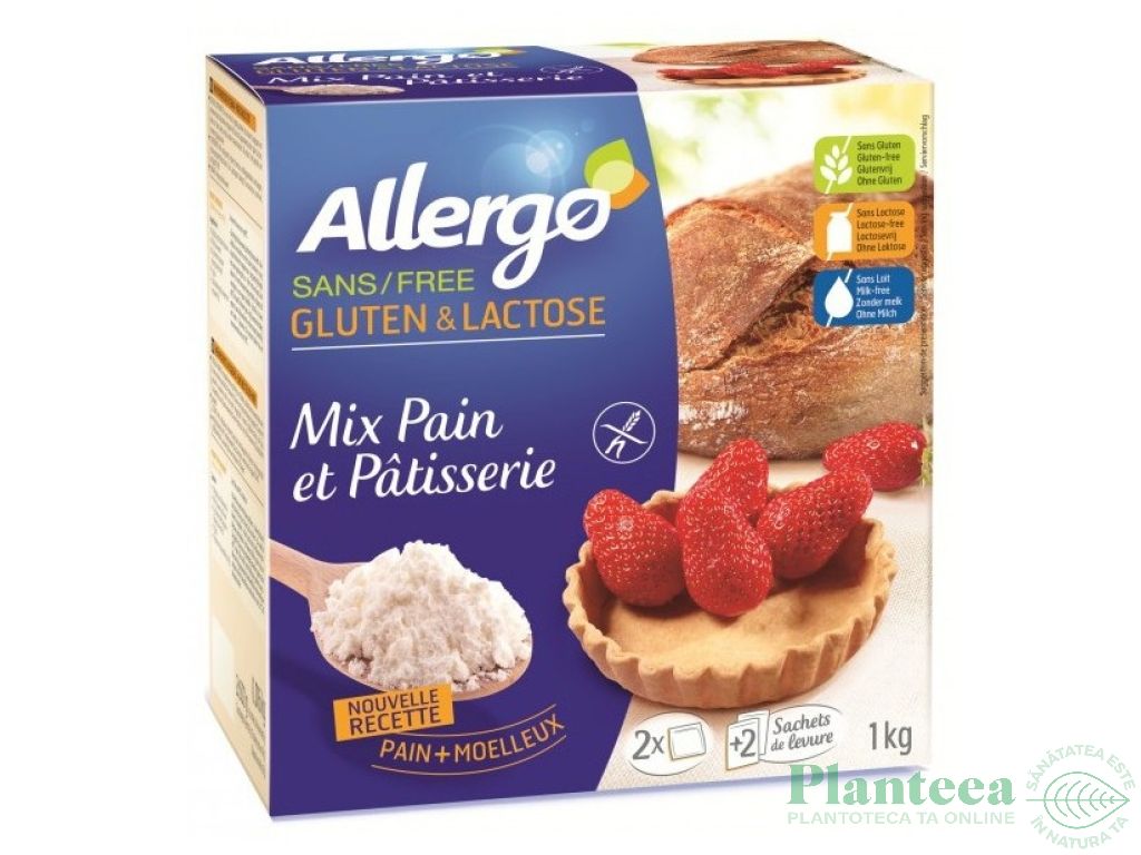 Premix paine patiserie fara gluten 2x500g - ALLERGO