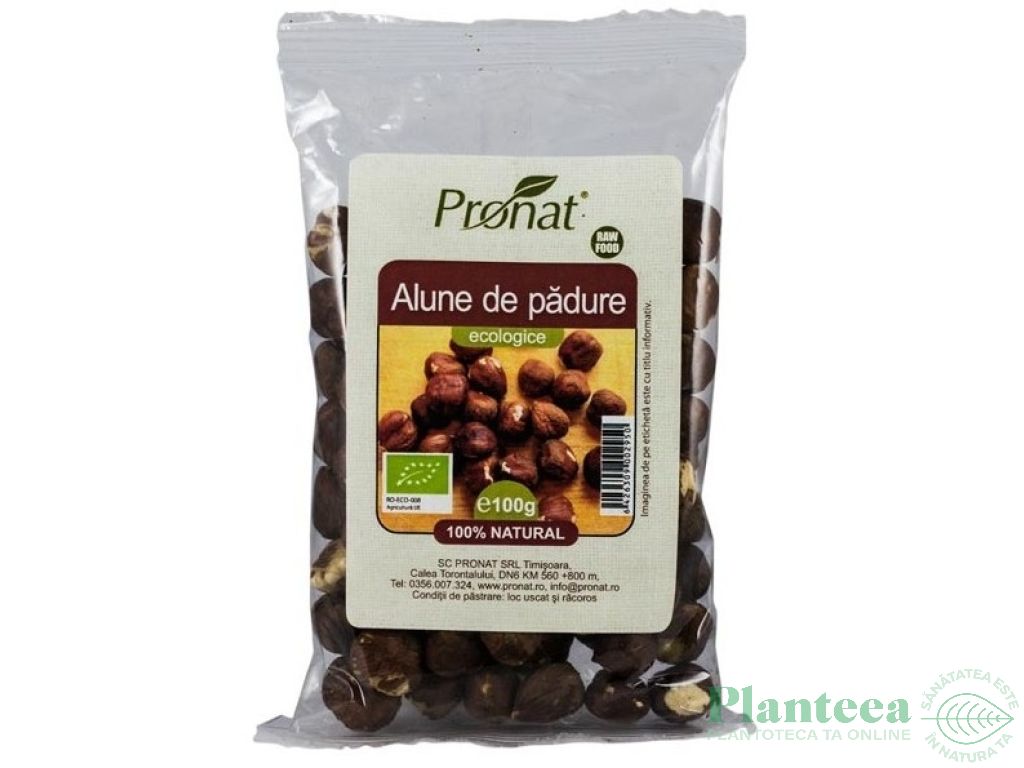 Alune padure crude intregi eco 100g - PRONAT