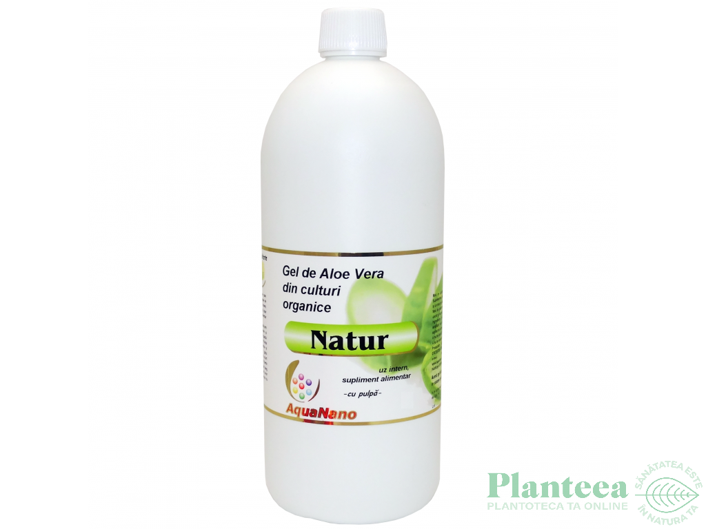 Suc gel aloe vera organica cu pulpa AloeNatur sticla 1L - AQUA NANO
