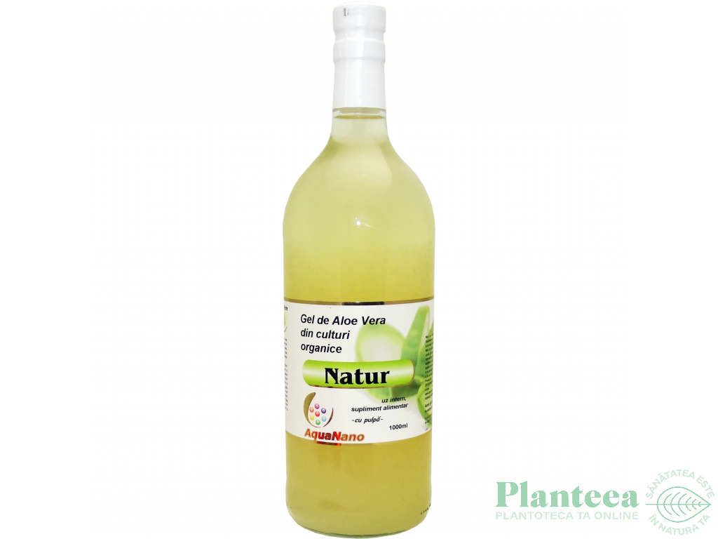 Suc gel aloe vera organica cu pulpa AloeNatur sticla 1L - AQUA NANO