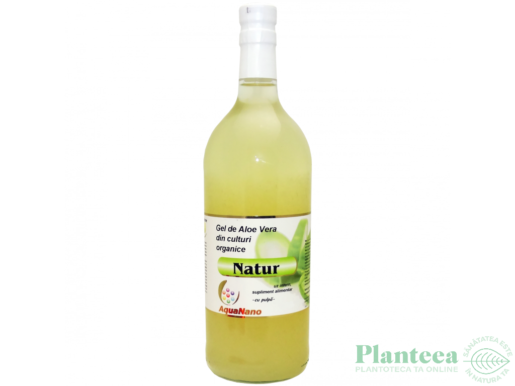 Suc gel aloe vera organica cu pulpa AloeNatur sticla 500ml - AQUA NANO