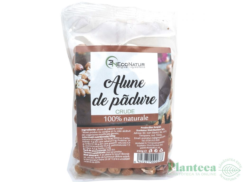 Alune padure crude intregi 250g - ECONATUR