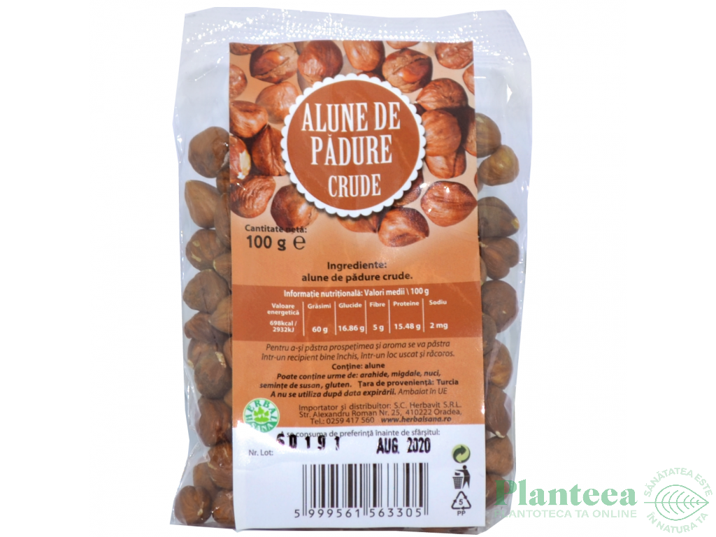 Alune padure crude intregi 100g - HERBAL SANA