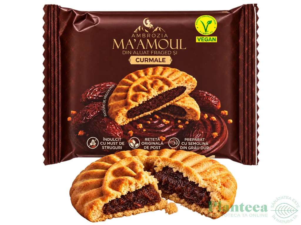Biscuite vegan crema curmale fara zahar Ma' amoul 50g - AMBROZIA
