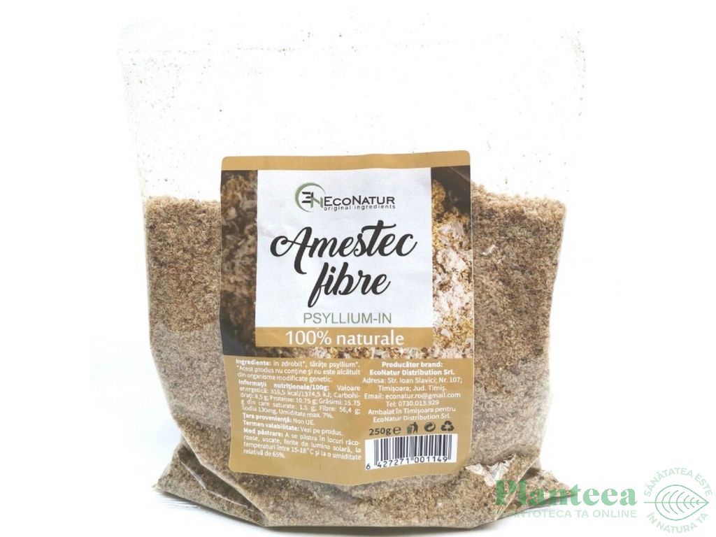 Amestec fibre tarate psyllium seminte in zdrobit 250g - ECONATUR