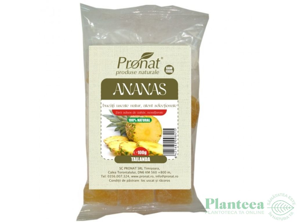 Ananas uscat bucati 100g - PRONAT