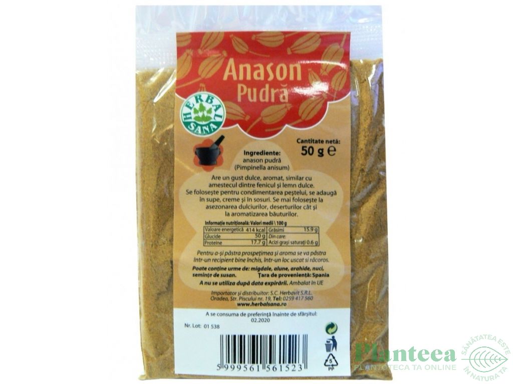 Condiment anason macinat 50g - HERBAL SANA