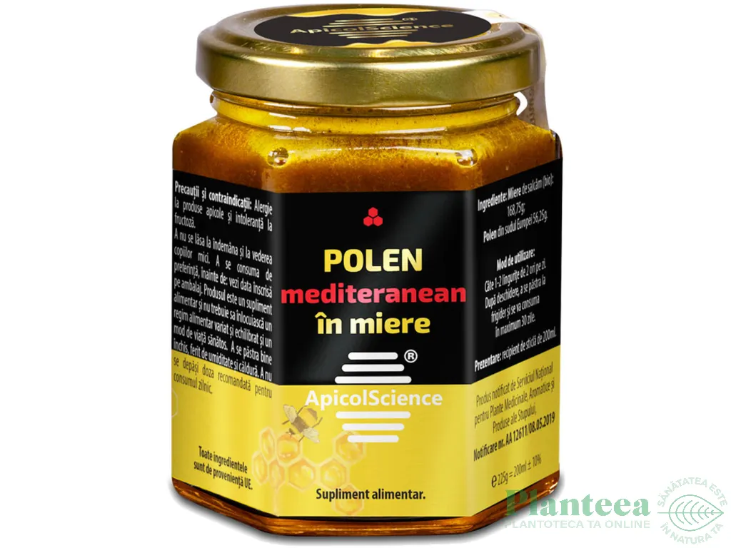 Polen mediteranean in miere 225g - APICOL SCIENCE
