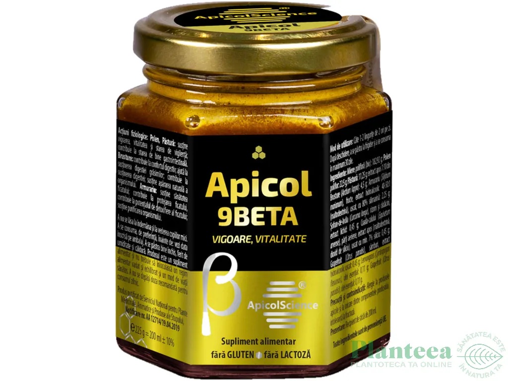 Miere galbena Apicol 9beta 225g - APICOL SCIENCE