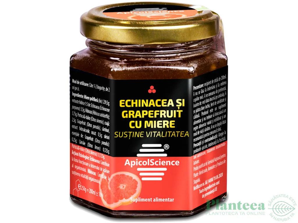 Remediu apicol Sustine Vitalitatea echinaceea grapefruit miere 225g - APICOL SCIENCE