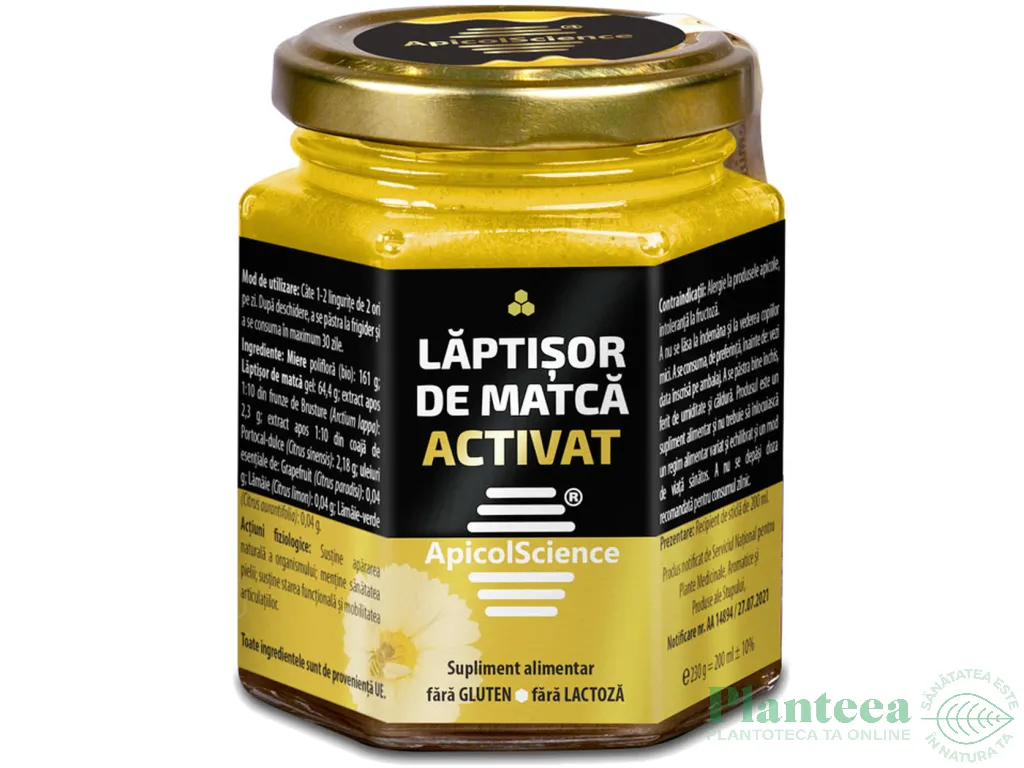 Laptisor matca activat 200ml - APICOL SCIENCE