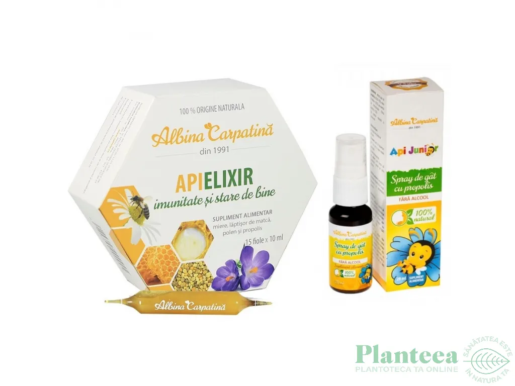 Kit Imunitate copii [ApiElixir 15fl+Spray gat ApiJunior 20ml] 2b - ALBINA CARPATINA