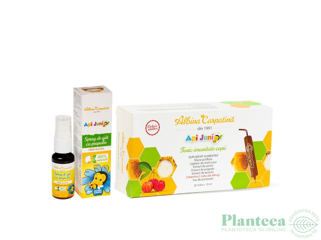 Pachet ApiJunior [Tonic imunitate 20fl+Spray gat propolis 20ml] 2b - ALBINA CARPATINA