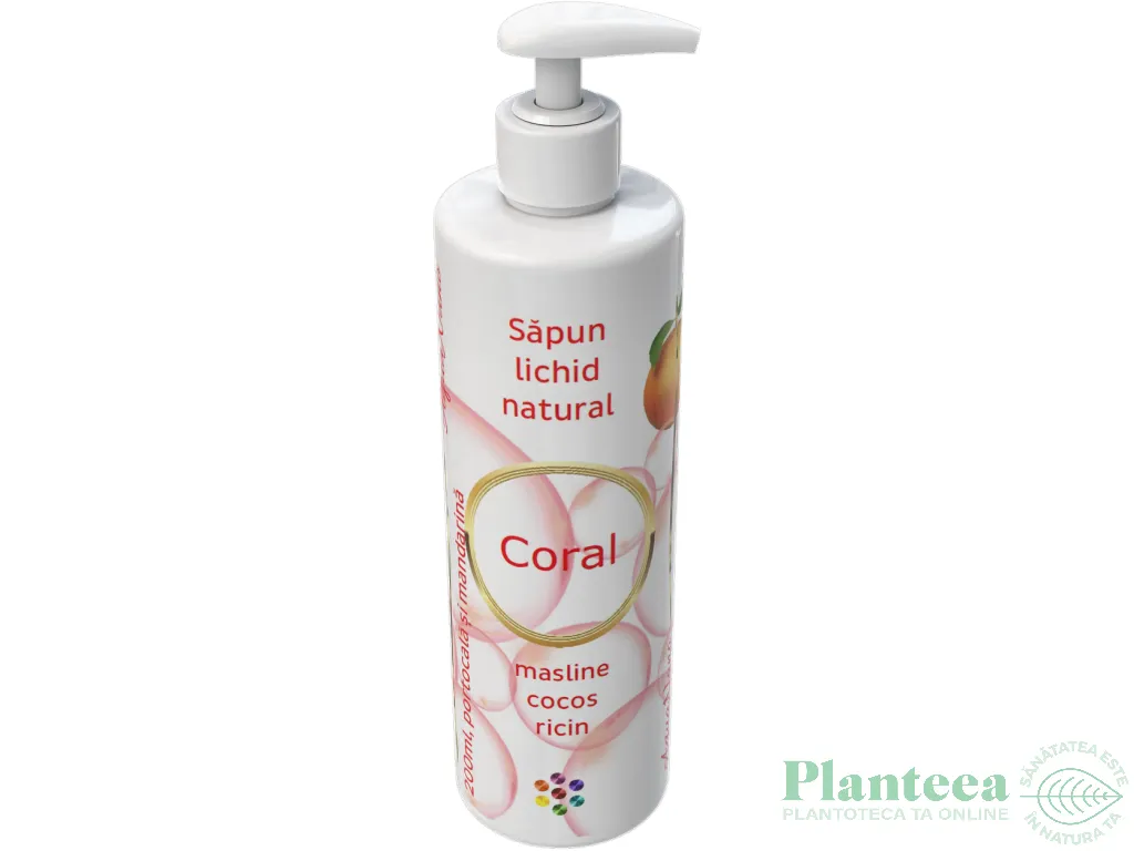 Sapun lichid clasic ulei esential portocala Coral 200ml - AQUA NANO