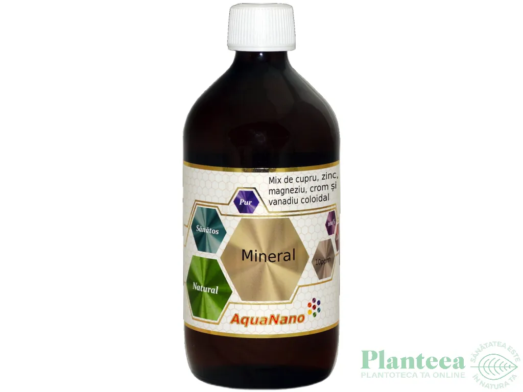Cupru zinc magneziu crom vanadiu coloidale 10ppm Mineral 200ml - AQUA NANO