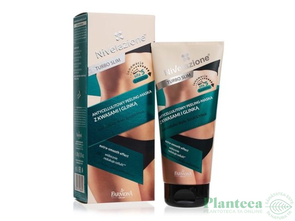 Masca peeling anticelulita acizi argila Nivelazione Turbo Slim 200ml - FARMONA